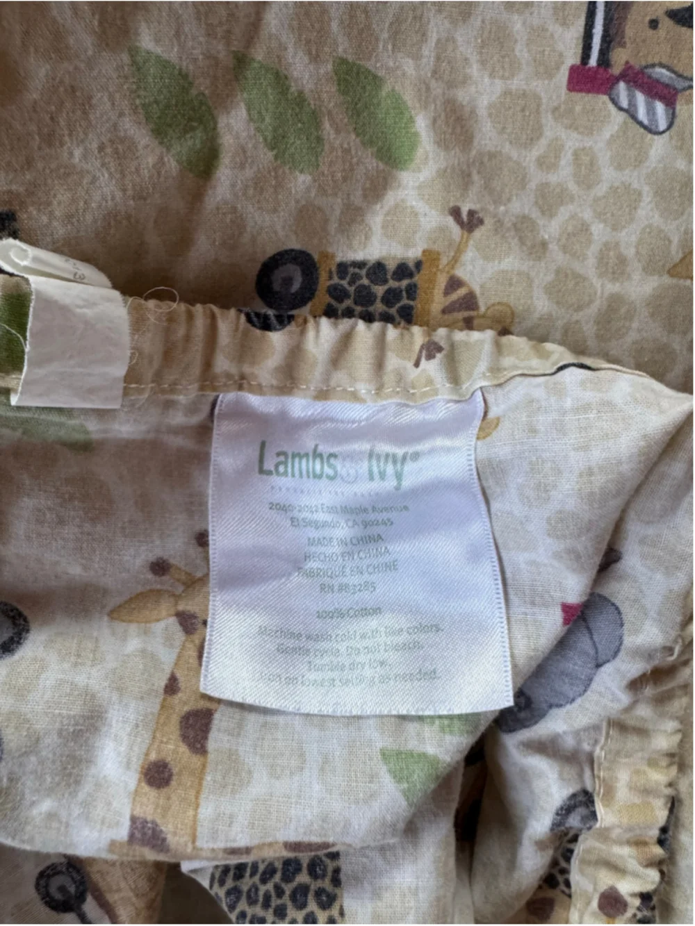 Unisex Lambs & Ivy Jungle animal crib quilt, sheet, curtain and decor